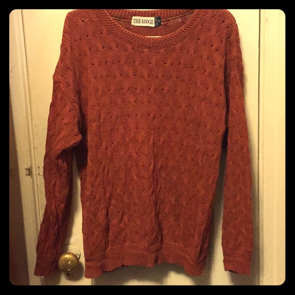 Burnt orange thick baggy knit pullover sweater